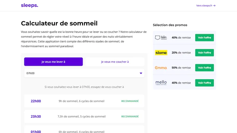 Calculateur de sommeil